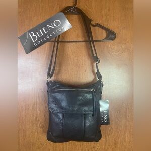 BUENO COLLECTION Adjustable Crossbody Satchel Shoulder Bag Black Silver NEW NWT